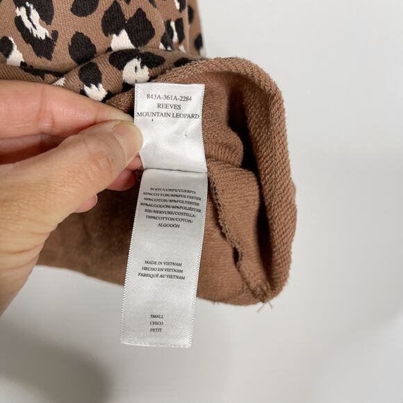 Rails Small Tan Black Reeves Mountain Leopard Sweatshirt Pullover Cotton Animal - Picture 8 of 10